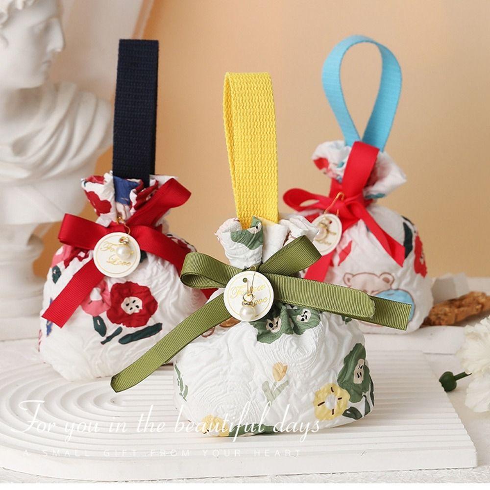 Large Capacity Festive Sugar Bag Bowknot Red Handbag Wedding Candy Bag  Festival