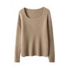 Slim Fit U-Neck Cashmere Sweater: Women's Elegant Spring/Autumn Knitwear Pullover
