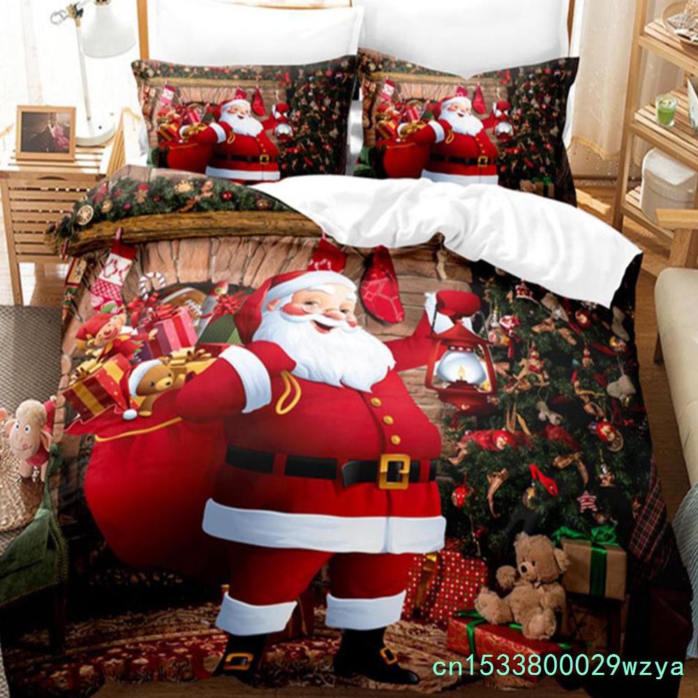 3D Christmas Quilt Cover Bedding Set Duvet Comforter Pillow Case Bed Linens Twin Queen King Double Full Single 3PCS 2PCS Bedroom