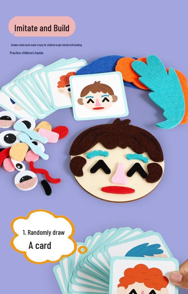 Felt Emoji Stickers for Kids: Emotion Expression DIY Toys, Educational Puzzle Game for Ages 2-5