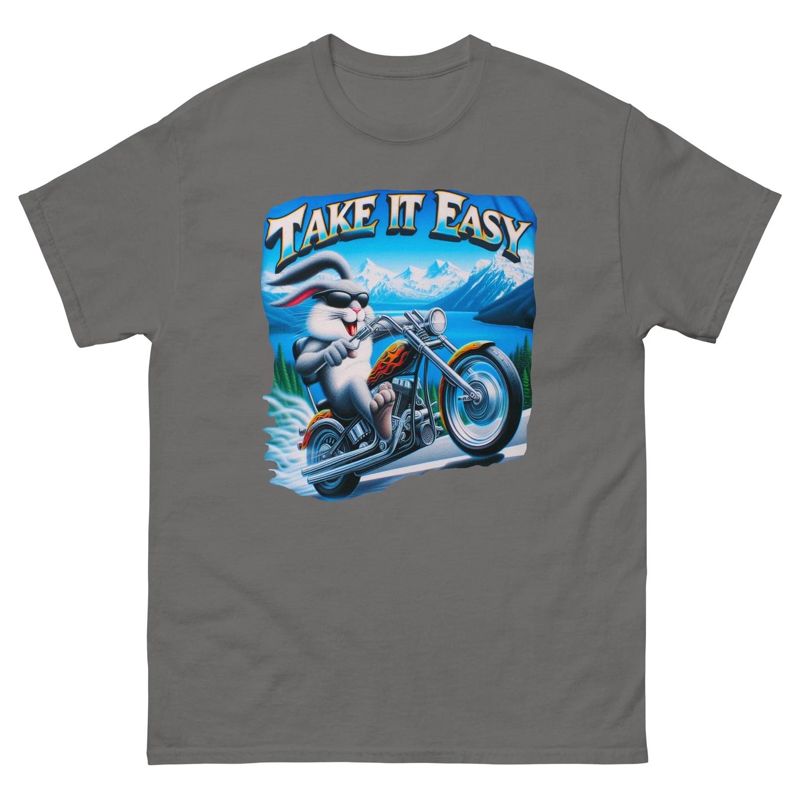 

Take It Easy Rabbit T-shirt, Rabbit Riding Motorcycle, Bikes, Chilling, Rabbits 2XL