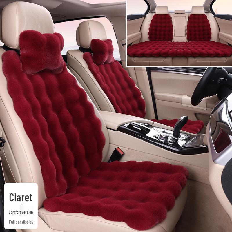 Plush Faux Rabbit Fur Car Seat Cushion: Luxurious Lumbar Support for Autumn and Winter Comfort