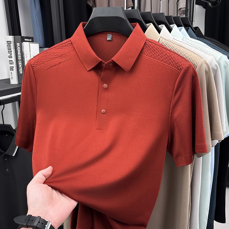 Ice Breathable Polo t Summer Lapel Collar Loose Fit Fashion Casual Short Sleeve M