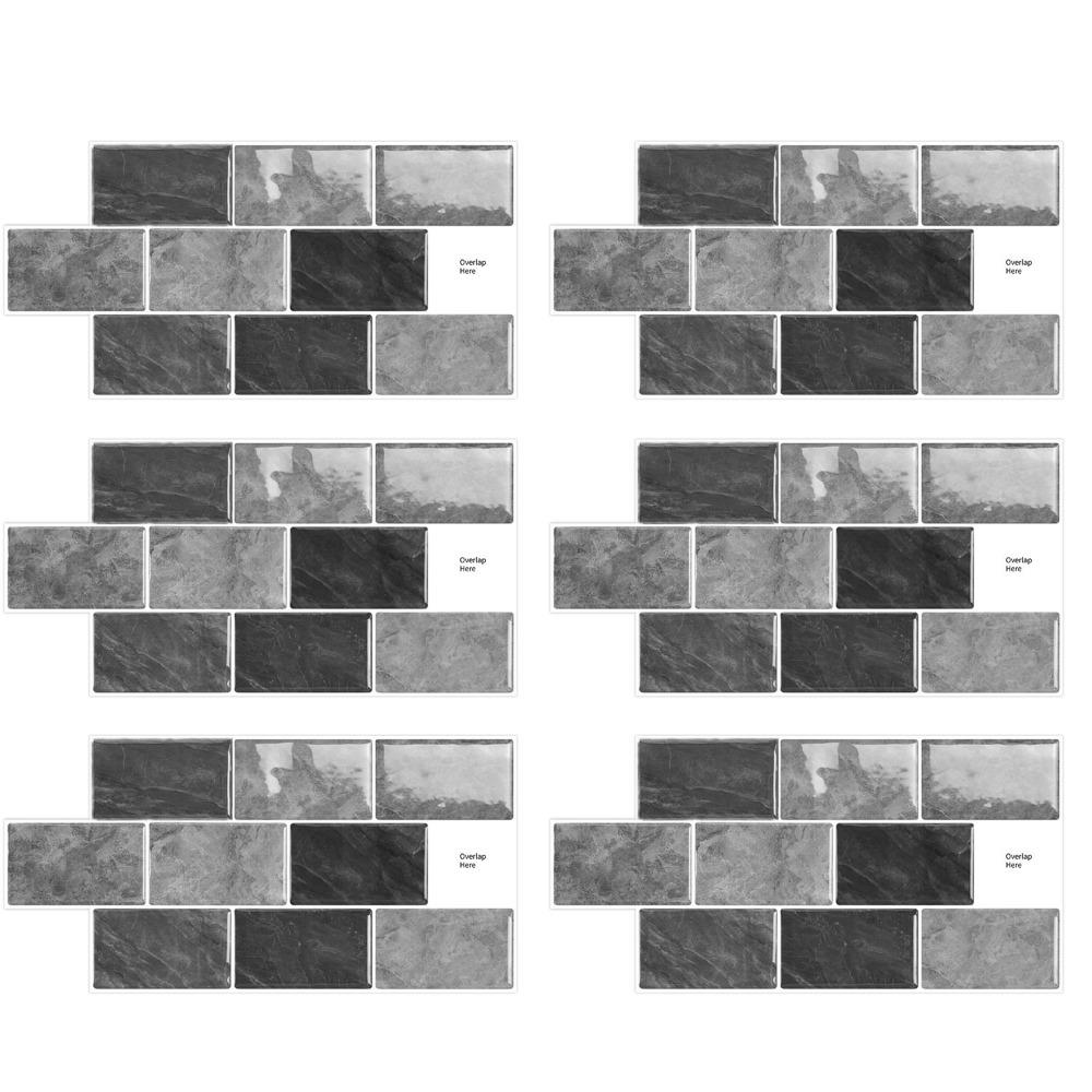 6 Stück 3D Wandfliesenaufkleber Wasserdichte PVC Imitation Fliesenaufkleber Selbstklebende Dekorationsfliesenaufkleber für Küche und Bad