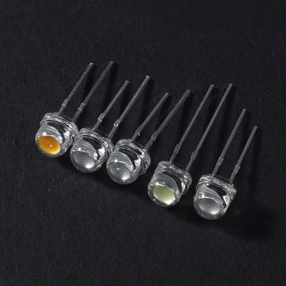 50KS Slaměný klobouk LED dioda 5MM Modrá Zelená Červená Žlutá Bílá Svítící F5 Super Jasná LED