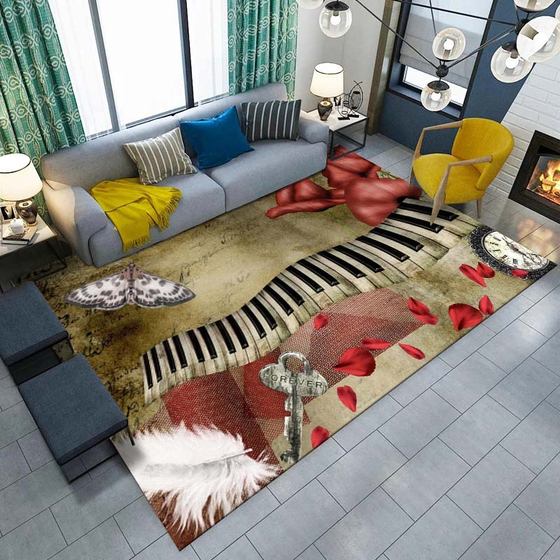 Piano Keys Music Carpet Living Room Rug Home Decoration Anti-Slip Hallway Balcony Doormat Kitchen Bedroom Bathroom Floor Mats