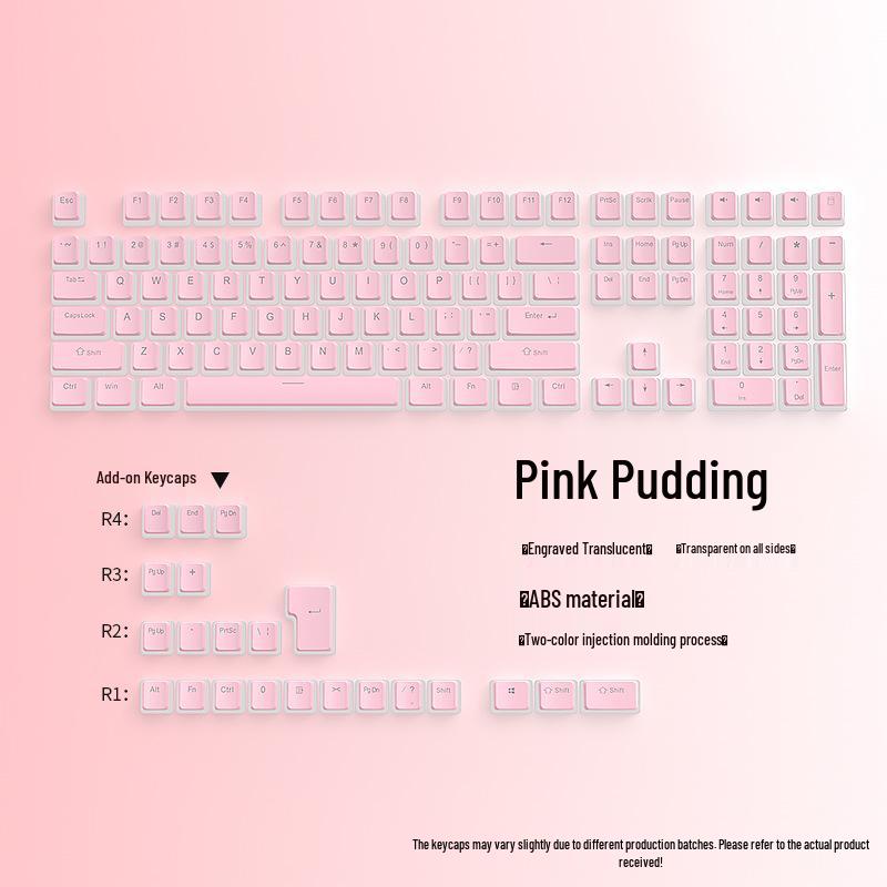 Double Skin Milk Pudding Mechanical Keyboard Keycaps, Luminous OEM Height, 130-Key Full Set