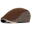 Vintage Herringbone Newsboy Cap Men Winter Thick Warm Casual Stripe Berets Gatsby Flat Hat Peaked Cap Adjustable Patchwork