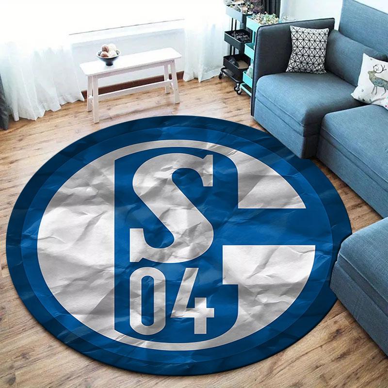 FC Schalke 04 Round Area Rug,Carpet Rug for Living Room Bedroom Sofa Playroom Decor,Non-slip Floor Mat