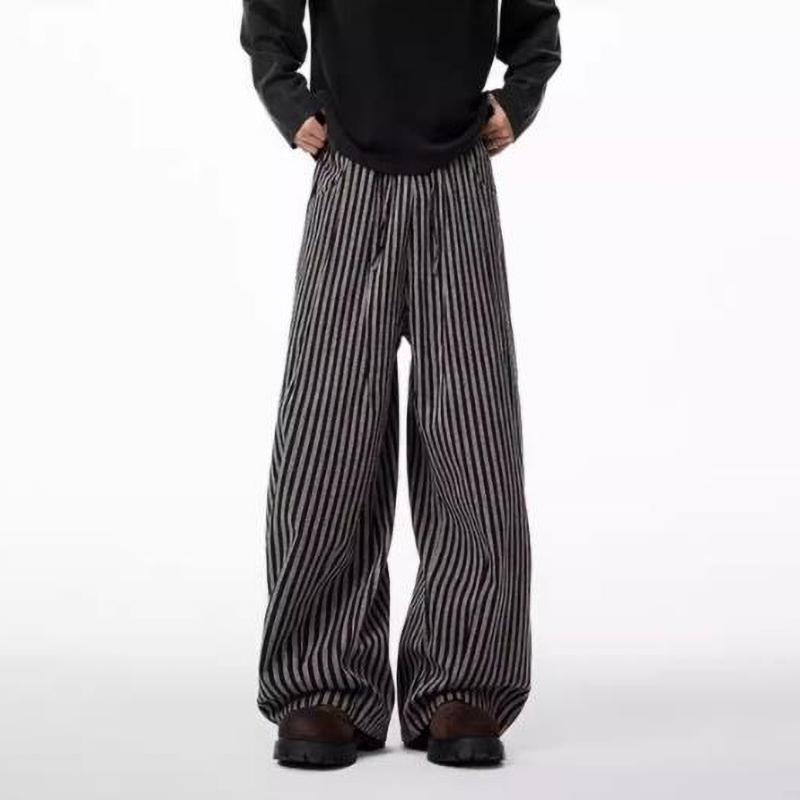 Women's Black Gothic Striped Long Pants Baggy Sweatpants Harajuku Y2k Vintage Oversize Trousers Clothes