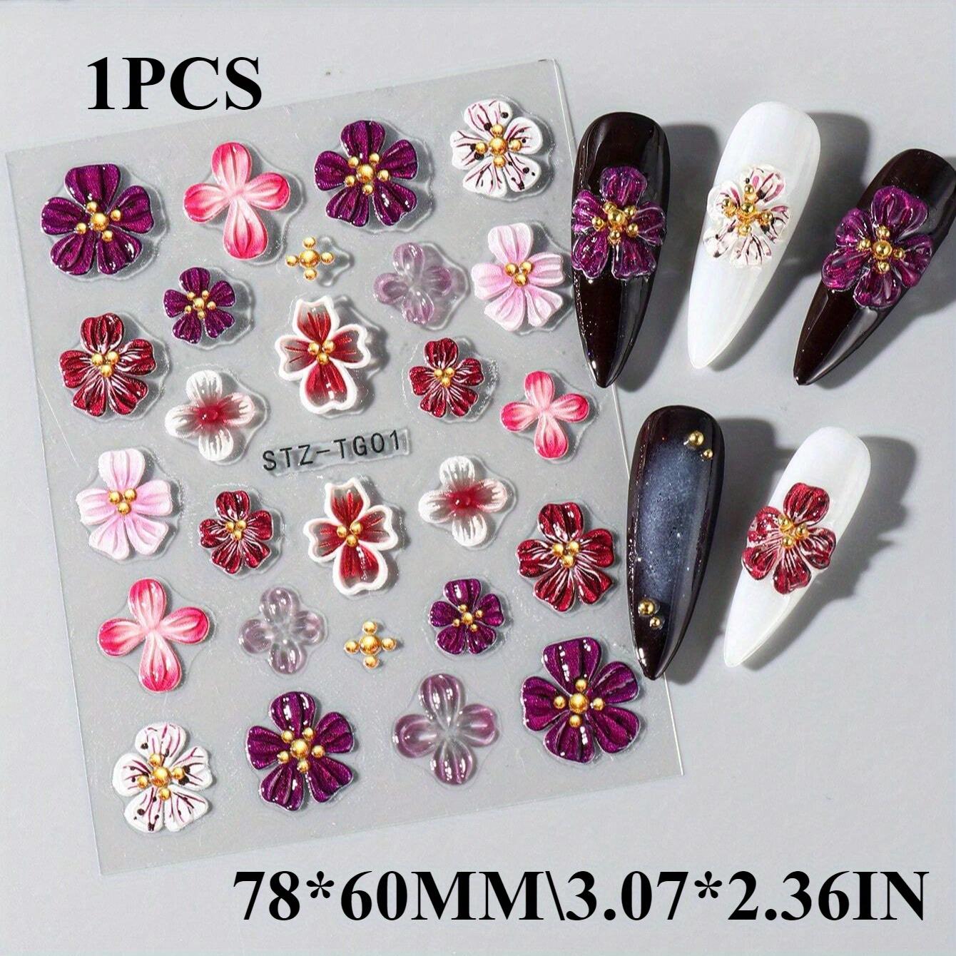 

1 шт. Желейные 5D тисненые наклейки для нейл-арта с цветочным рисунком, Фея, Орхидея, Гибискус, Лепесток цветка, Гравированные слайдер-наклейки, Самоклеящиеся шармы для ногтей для DIY маникюра