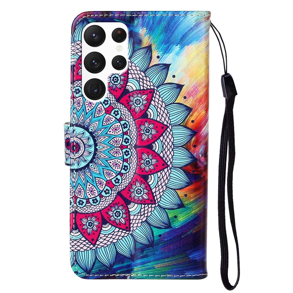 For Samsung Galaxy S24 Ultra Cover Flip Stand Stylish Pattern Leather Wallet Phone Case