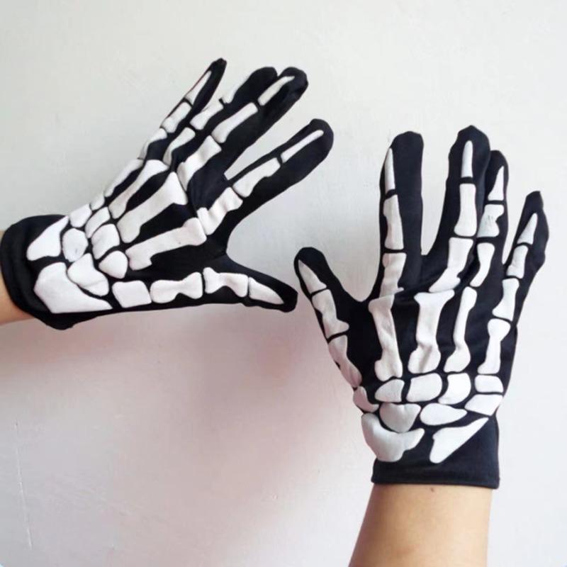 Halloween Gloves Black White Makeup Props Halloween Supplies Naturalness Skull Ghost Claw Gloves Festival Products