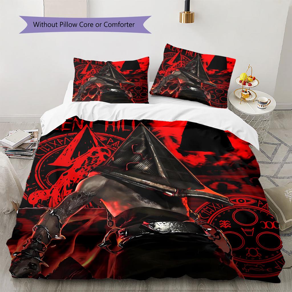 Set Copripiumino Trapuntato Pattern Silent Hill Copripiumino Federa Decorazione per la Casa Regalo di Compleanno (1 * copripiumino + 2 * federa, senza nucleo)