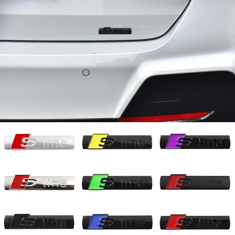 Sline Logo ABS Car Fender Side Badge For Audi A1 A2 A3 A4 A5 A6 A7 A8 TT S3 S4 S5 S6 S7 Q2 Q3 Q5 Q7 Q8 RS3 Decal Emblem Sticker