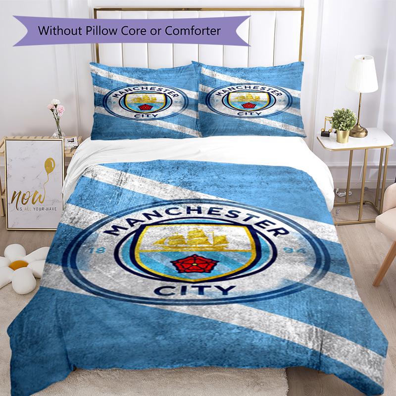 Set Copripiumino Stampato Manchester City F.C. – include 1 copripiumino e 2 federe coordinate Decorazione per camera da letto Regali di Natale