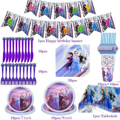 Princess Theme Decorations Banner Plate Cup Straws Tablecloth For Birthday Party