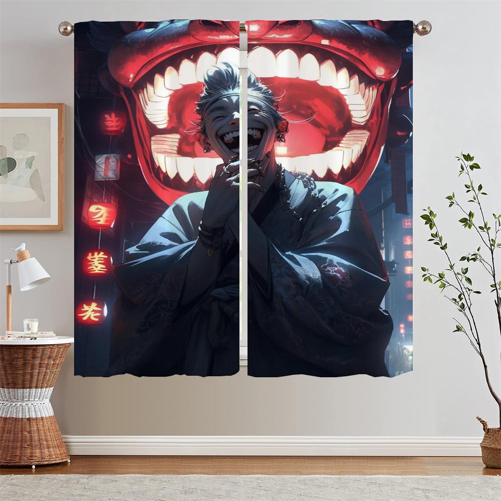 

As Bright as a Smile Curls Tentacles Youth Room Curtains for Living Room Blind Window Blinds Shade Curtain Tiebacks Partition W50xH70cmx2pcs-CL