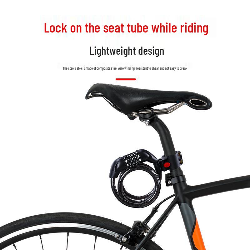 Five-Digit Combo Bicycle Lock – Electric Vehicle, Mountain Bike, Anti-Theft Steel Cable Loop