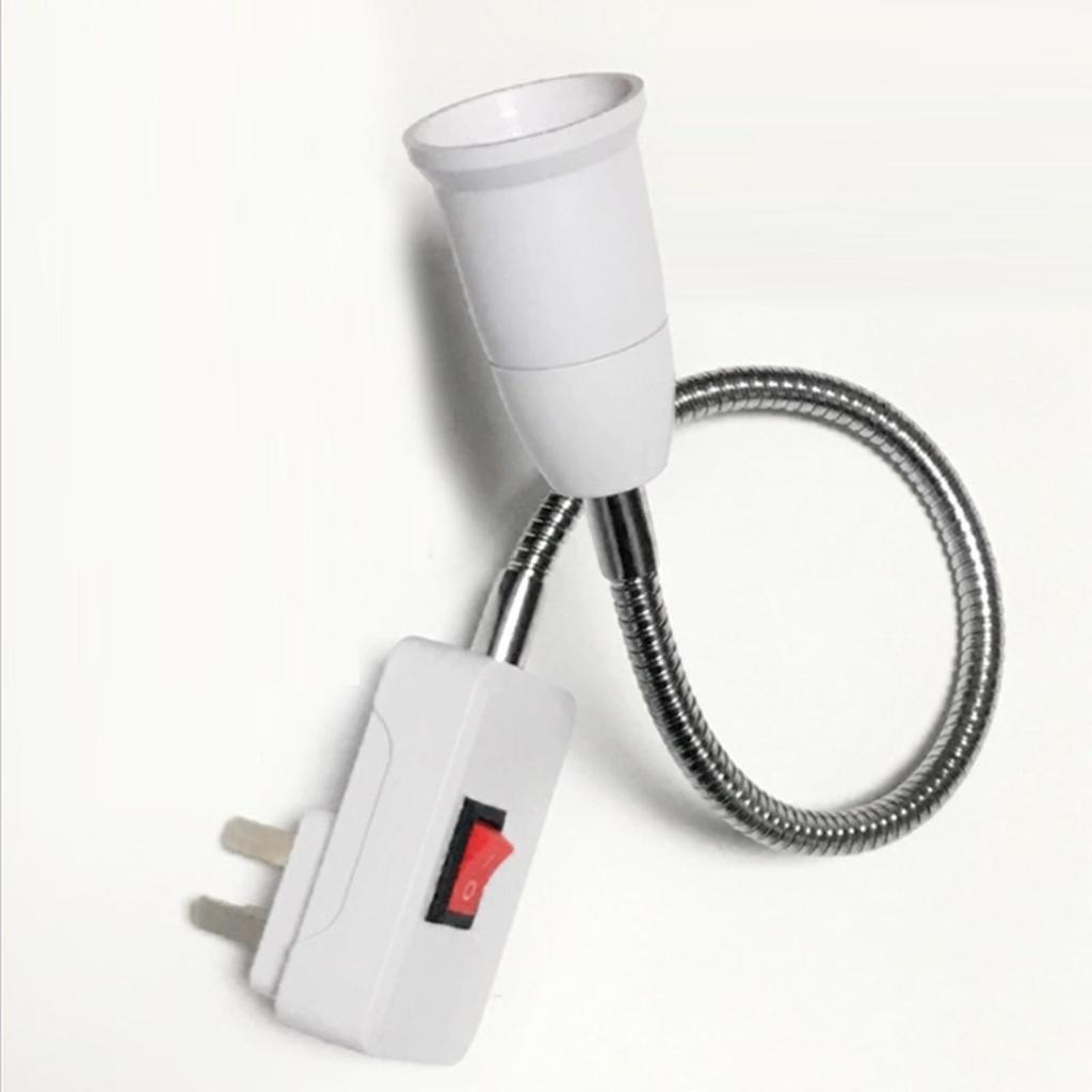 LED Light Lamps Switch Flexible Bulb Adapter Converter E27 Lamp with Socket 10cm Hose