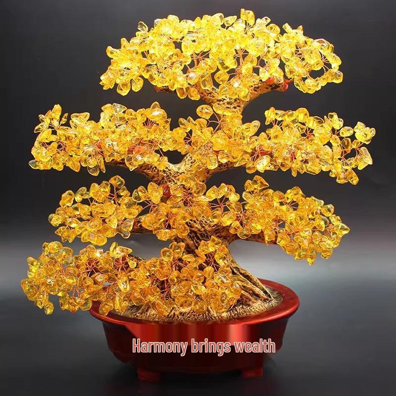 Pink Crystal Money Tree: Attracts Wealth and Enhances Relationships - Perfect for Living Rooms, Offices, Housewarmings, and Ceremonies