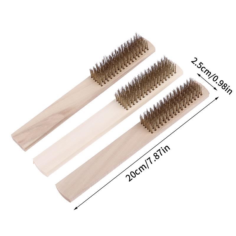 2/5/10Pcs Brass Wire Brush 6x16 Rows - Wood Handle Industrial Cleaning Tool, Surface/Inner Polishing Grinding Supplies
