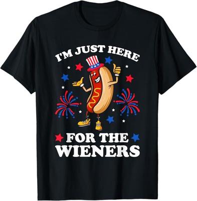I'm Just Here For The Wieners Hot Dog Funny 4Th Of July T-Shirt