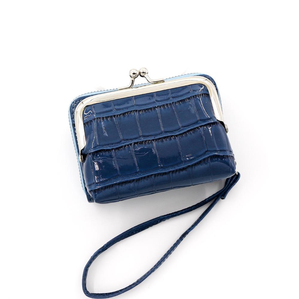 Элегантная Женская Монетница Крокодиловая Текстура Сумка для Наушников Картхолдер с Узором из Камней Женский синий
