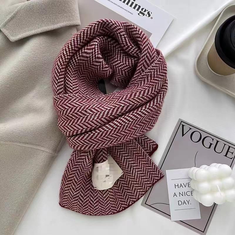 Red Scarf Women's Winter Versatile Premium Sense China Red Checked Destiny Women's Winter Scarf Christmas New Year