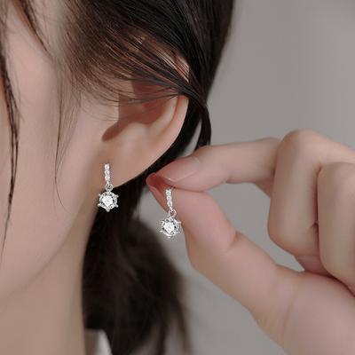 Needle Gold Copper Plated Jewelry Gift Simple White Blue Zircon Women Earrings Water Drop Studs Girl Accessories