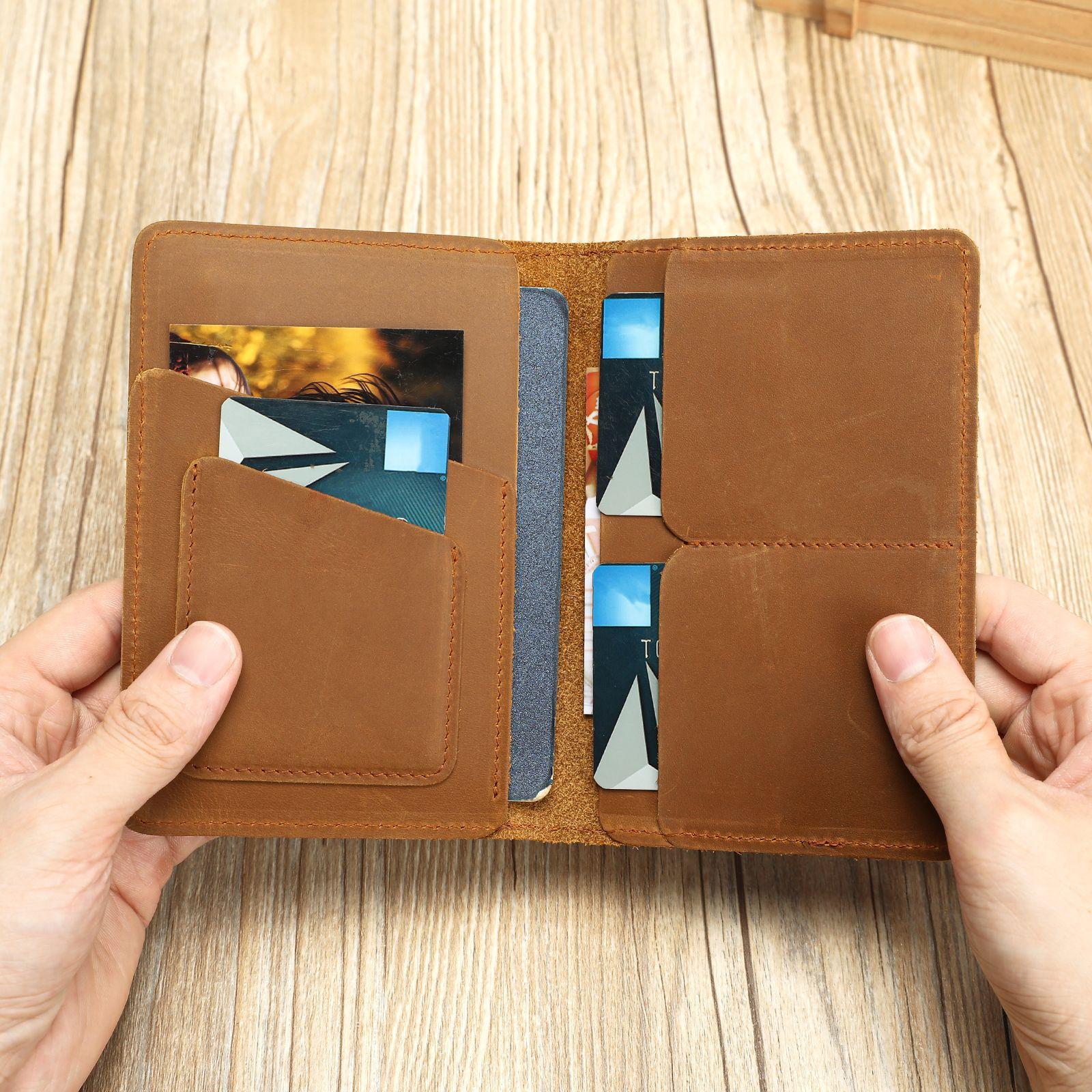 

Multi-functional Card Case, Genuine Leather Retro Men s Wallet, Simple Crazy Horse Leather Loose Change Bag One Size коричневий