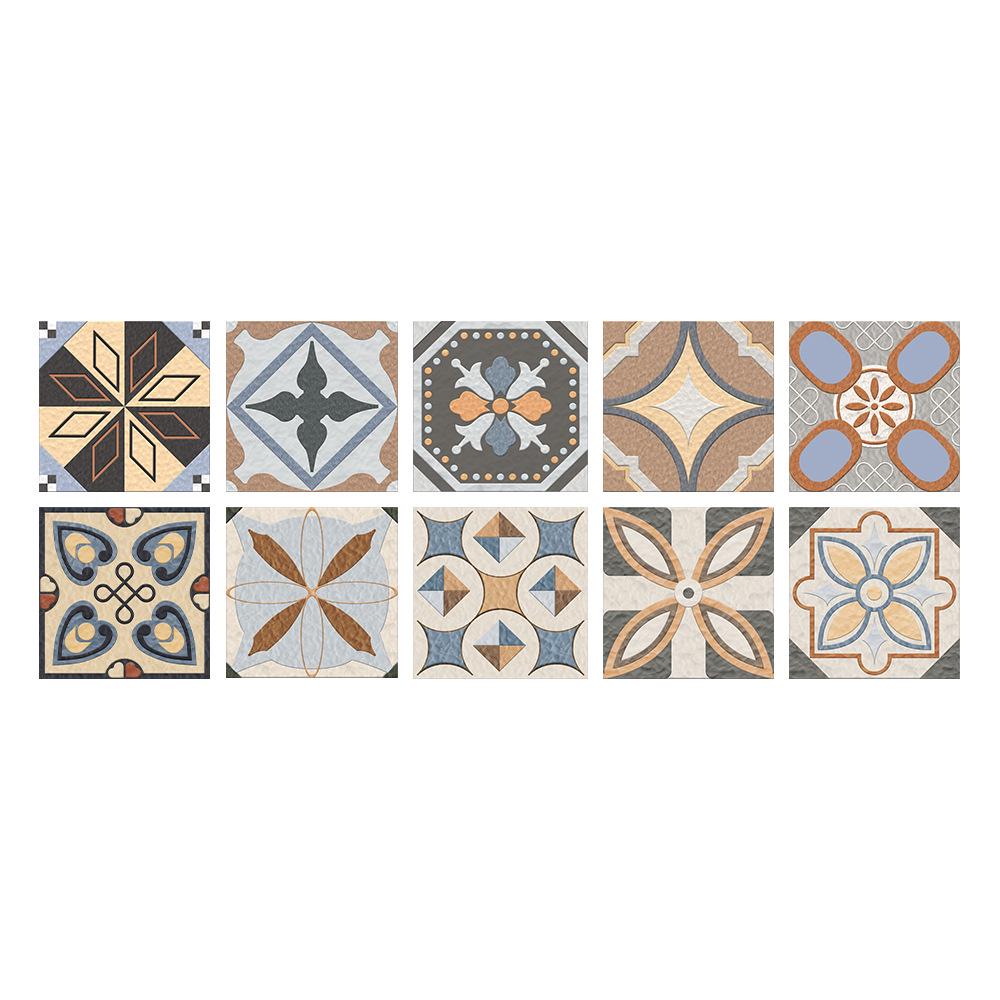 10-Pack European Style Floral Tile Wall Stickers for Living Room and Bathroom - Self-Adhesive PVC Crystal Film