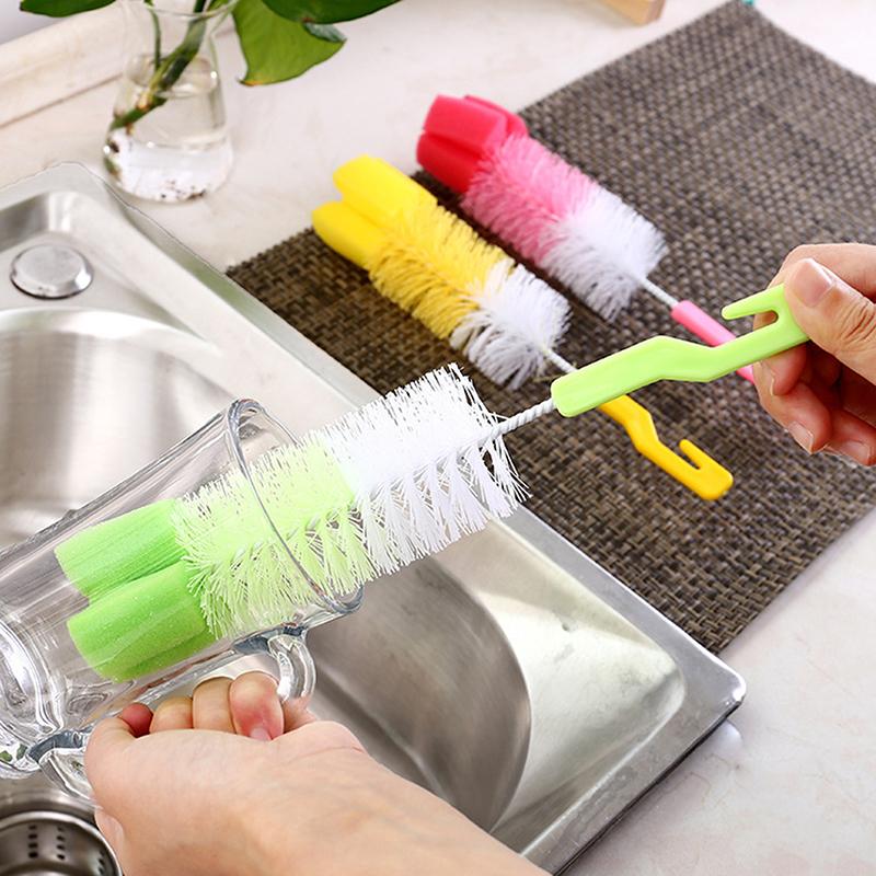 1Pc Multifunctional Cleaning Brush Extended Cup Brush Curved Bottle Mouth Milk Bottle Wine Bottle Fine Mouth Brush