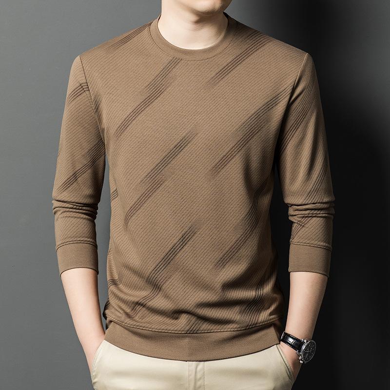 Sweater Men's Spring and Autumn High-end Trend Brand Men's Long Sleeve T-Shirt Crew Neck Pullover Bottom Shirt