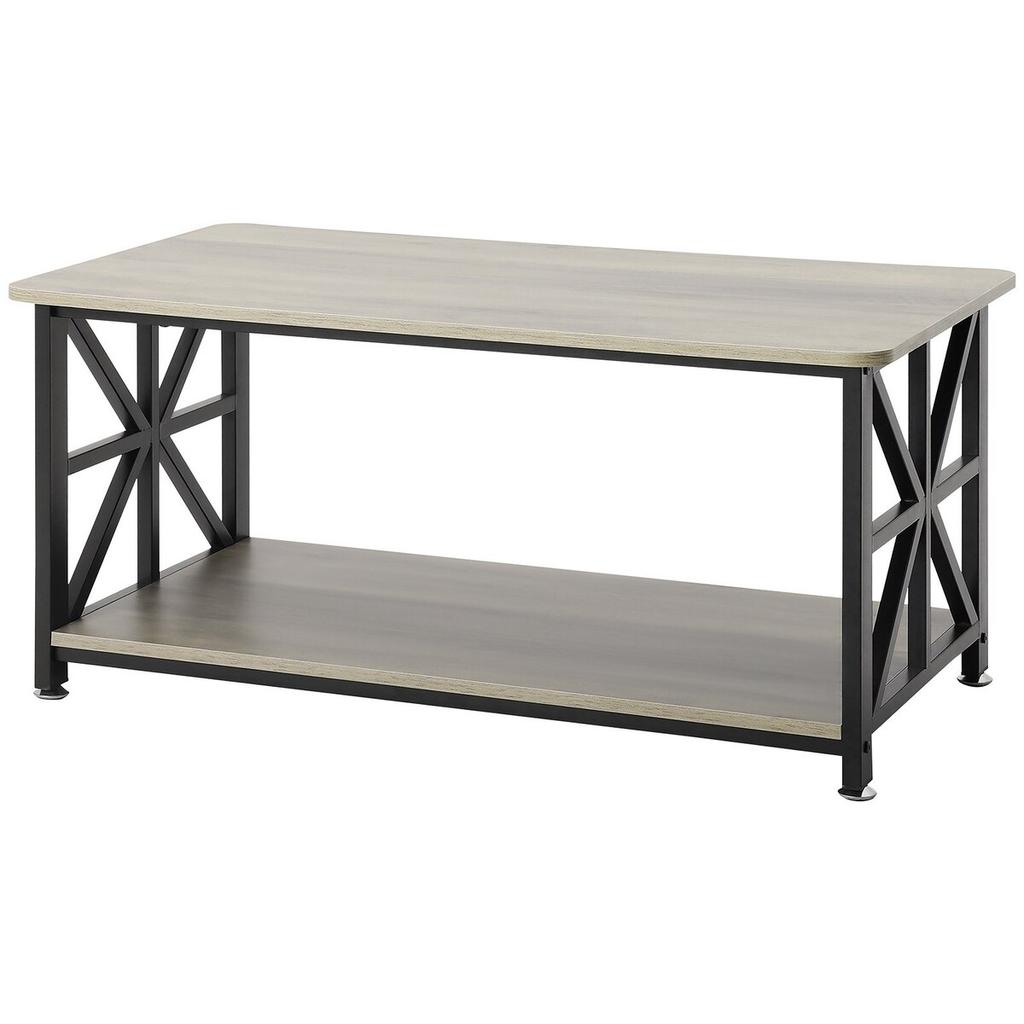 40" Farmhouse Coffee Table Rectangle Table with Open Storage Compartment