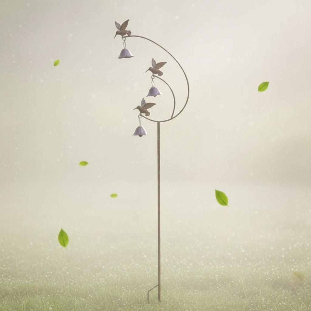 Metal Hummingbird Sculpture Outdoor Decoration Garden Stake