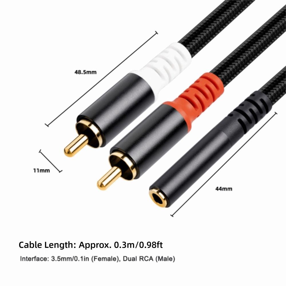 Flexible Stereo 3.5mm to 2RCA Cable Plug and Play Bidirectional Sound Y Splitter Cord  For Speakers