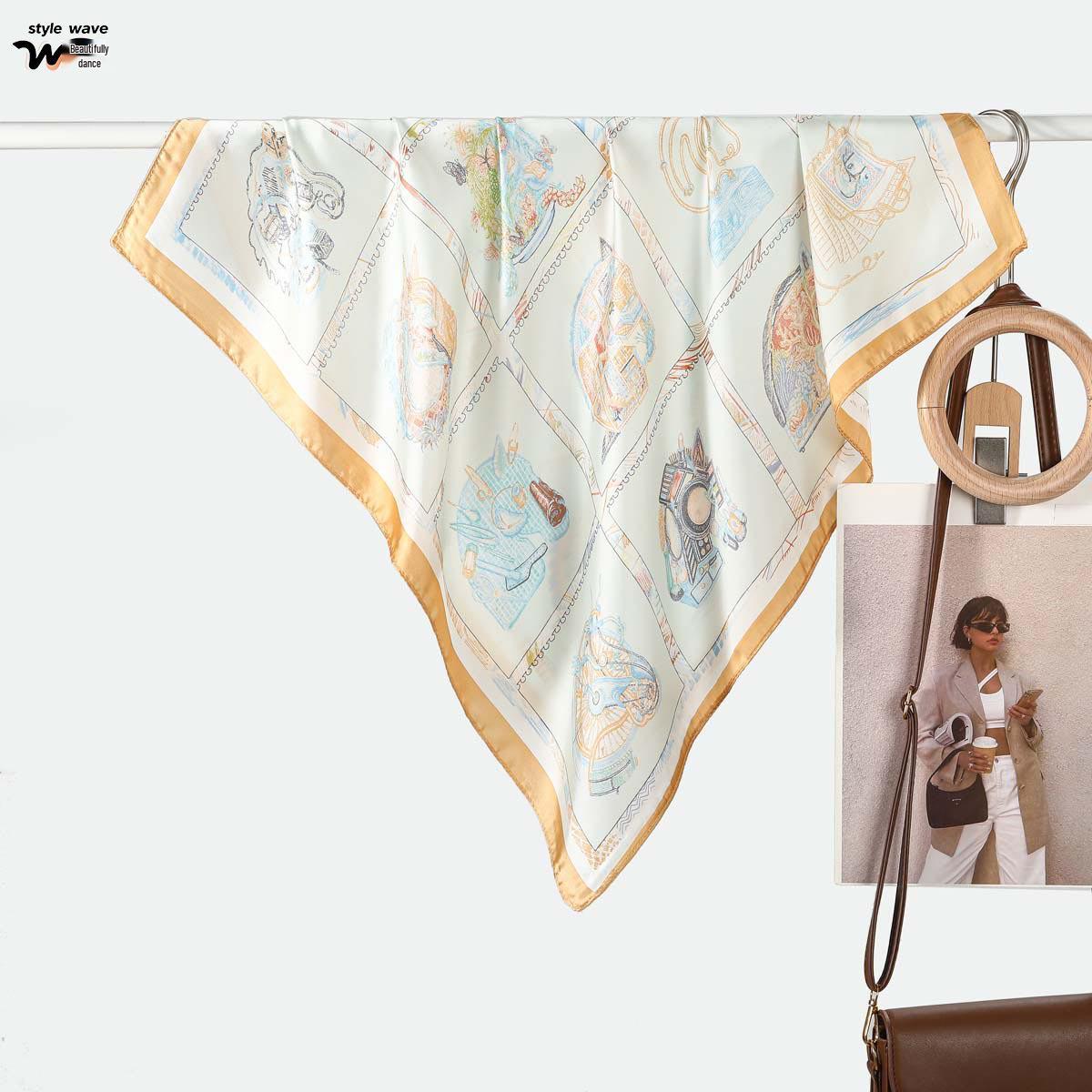 

Spring/Summer Luxury Imitation Silk Scarf - Horse Print, 70cm Square, Versatile Neck Protector 70*70CM