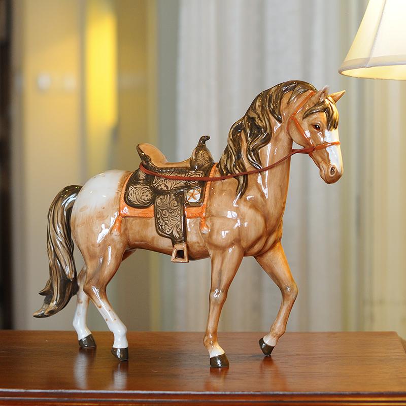 37x10.5x30.8cm 1PCS ceramic zodiac horse ornament, home, living room, desktop decoration, handicrafts,business gift,opening gift