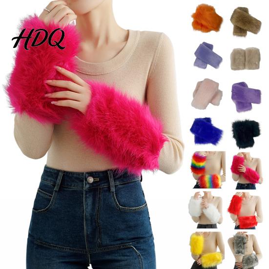 Stylish Plush Cuff Sleeves 1 Pair Faux Fur Wrist Cuffs for Women Fluffy Fox Arm Elegant Winter Accessories Warmers with Satin Lining Warm