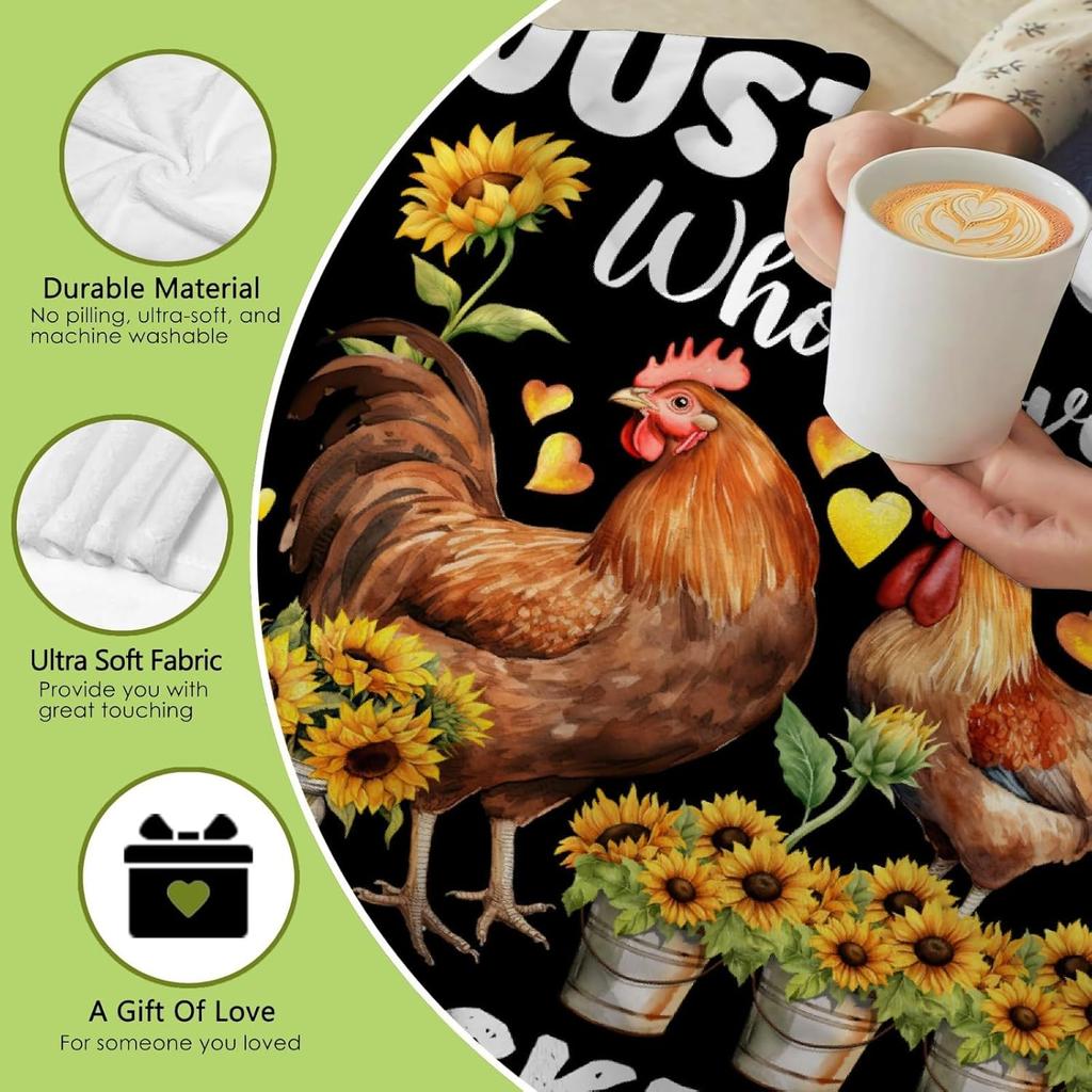 Chicken Blanket for Girls Sunflower Chicken Gifts for Women Soft Cozy Blanket for Couch Bed Sofa Colorful Rooster Blankets 40x50inches