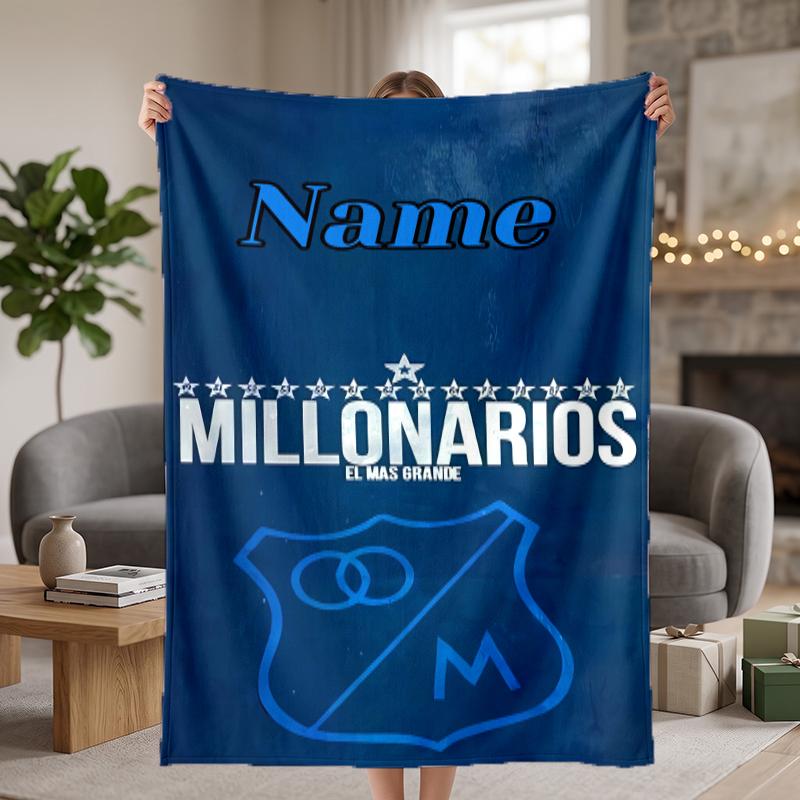 Millonarios FC Custom Flannel Blankets Soft Warm Cozy Throws for Home Decor Holiday Gifts