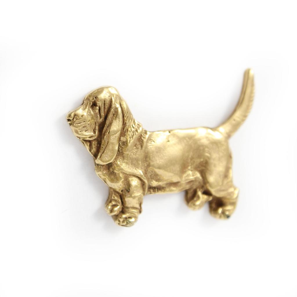 Basset Hound I - gold-plated pin brooch, elegant dog ornament, unique pin by Art-Dog brand
