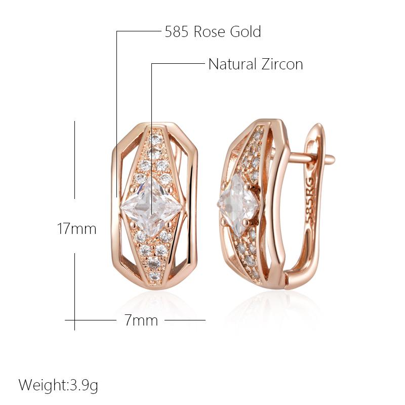 Rose Gold Color Dangle Earring For Women Full Shiny Natural Zircon Accessories Daily Fine Jewelry Crystal Gift