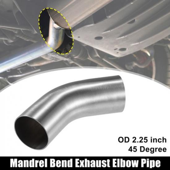OD 225 Inch 45 Degree Exhaust Elbow Pipe Stainless Steel Silver Tone