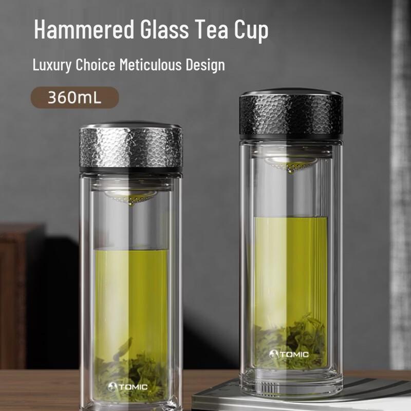 TOMIC Double-Layer Heat-Resistant Hammered Glass Cup