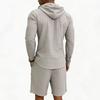 Men's Casual Long-sleeved Tooling Shirt Multi-pocket Shorts Set