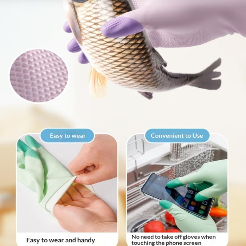 1 Pair Colorful Household Cleaning Gloves, Kitchen Dishwashing Gloves, Non-Slip Household Gloves, Suitable For Small Large Hands