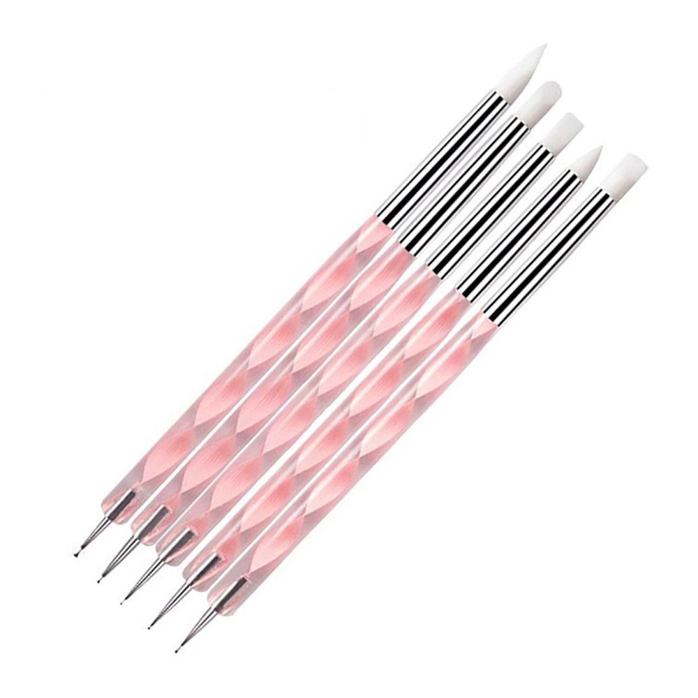 5Pcs/Set 2 Ways Nail Art Pen Point Flower Dotting Tool Durable Marbleizing Painting Pens