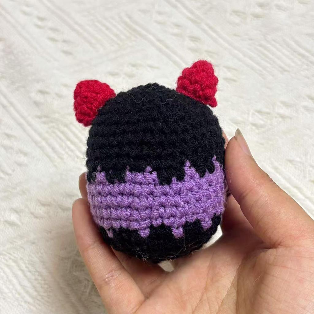 Crochet Positive Energy Demon Mini Pocket Hug Handmade Knitted Cartoon Doll Hand-woven Desktop Ornament Decor Birthday Gift